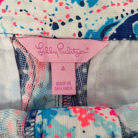 Lily Pulitzer 100% cotton multicolor starfish shorts w/fringe sz 4 women - Picture 3 of 9